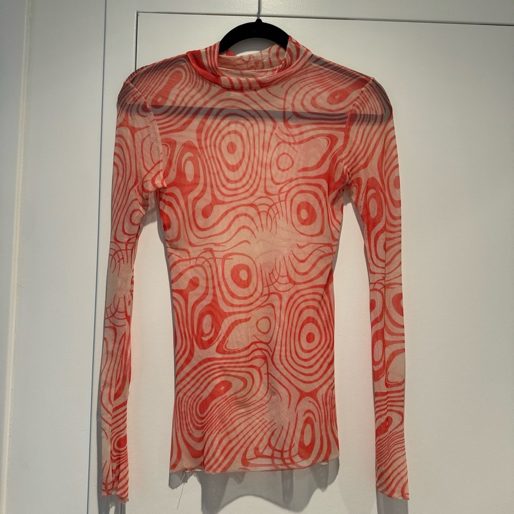 Scent one size sheer print mock neck